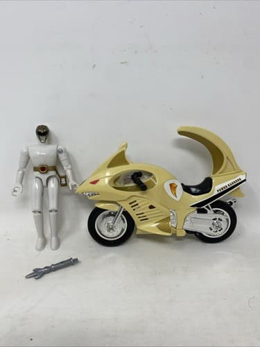 Mighty Morphin Power Rangers MMPR - White Ranger & Shark Cycle 1995 Bandai