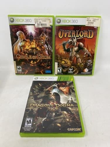 Lot Of 3 Xbox 360 Overlord Dragons Dogma Kingdom Under Fire Circle Of Doom