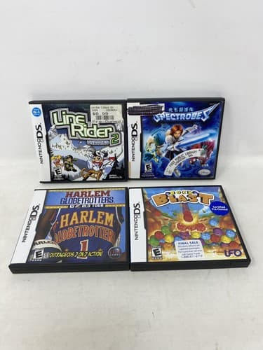 Nintendo DS Games Lot Of 4 Harlem Spectrobes Line Rider 2 Rock Blast Ships Fast