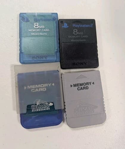 Lot Of 4 PS1/PS2 Memory Cards - OEM & Pelican