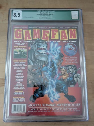 GameFan V5 #6 Mortal Combat Myhtologies CGC Qualified 8.5