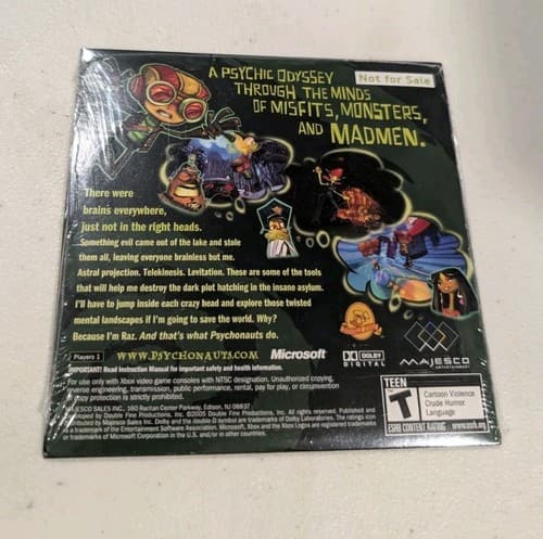Psychonauts Demo Disc ORIGINAL Xbox not for resale Video Game PROMO SEALED NOS — photo 2