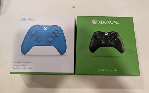  **Boxes & Paperwork only** Microsoft Xbox One Black And Blue Controllers