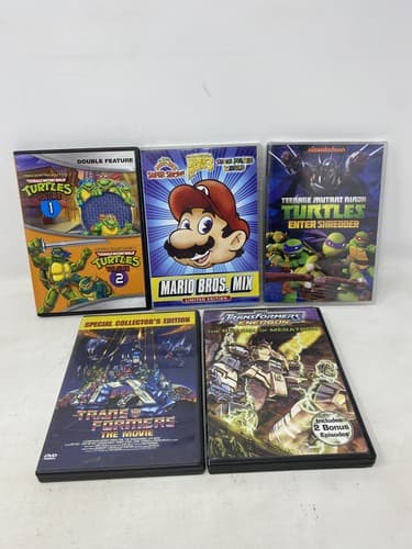 Transformers The Movie TMNT Turtles Super Mario Bros DVD lot of 5 Enter Shredder