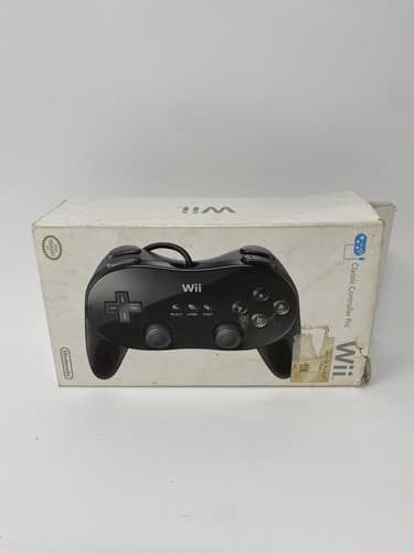 CIB GENUINE Nintendo Wii Pro Controller Classic BLACK RVL-005 OEM ships Fast