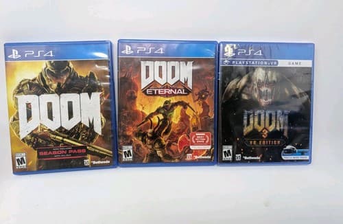 Lot Of 3 Doom PS4 PlayStation 4 Games - 2016, Eternal, 3 VR