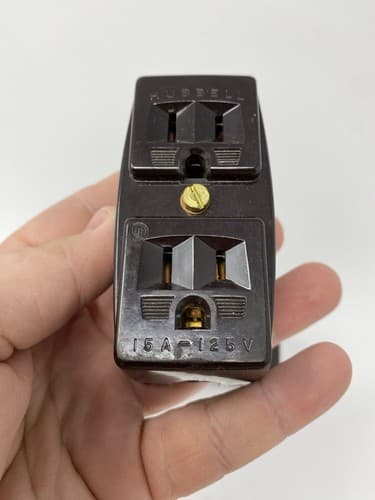 VINTAGE MID CENTURY HUBBELL 15A 125V 3W RECEPTACLE Lot Of 2 Two — photo 5