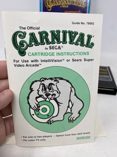 Carnival (Intellivision 1982) Complete w/ Game manual Registration Cards and box — photo 9