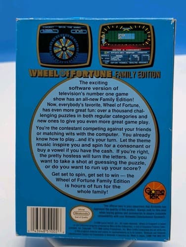 Wheel of Fortune Family Edition Nintendo NES *CIB Complete, Tested — photo 3