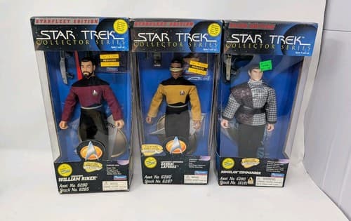 Star Trek Starfleet Edition - Lot Of 3 Figures - Riker, Laforge, Romulan...