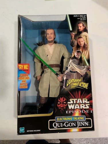 Hasbro Star Wars 1999 Episode 1 QUI-GON JIN Electronic Talking Action Figure NIB
