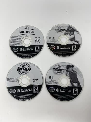 GameCube Games Lot Of 4 NBA Live 06 NCAA Madden Tiger woods Sports Discs Only