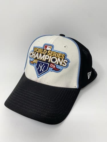 NEW ERA 39THIRTY NEW YORK YANKEES 2009 WORLD SERIES PATCH HAT BASEBALL CAP RARE