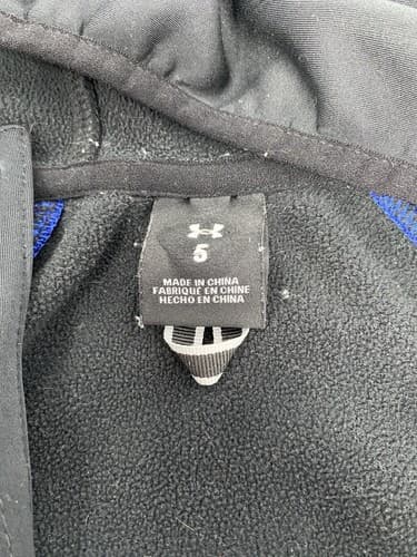 Under Armour Boys Hooded Fleece Lined Windbreaker Jacket Sz Youth 5 Blue — photo 6