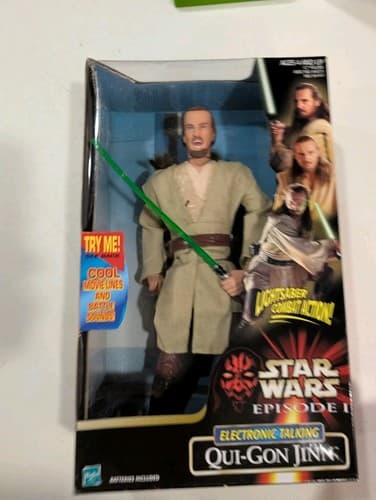 Hasbro Star Wars 1999 Episode 1 QUI-GON JIN Electronic Talking Action Figure NIB — photo 2