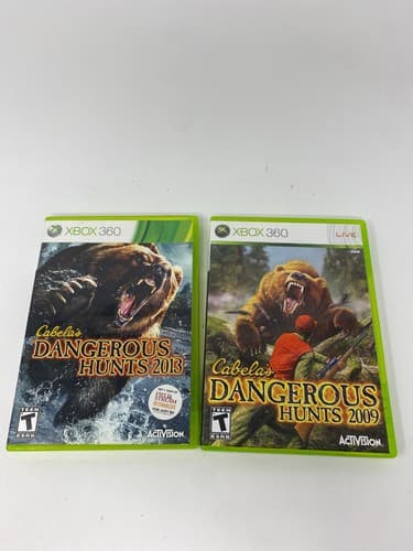 Lot of 2 Cabela's Dangerous Hunts 2009 & 2013 XBOX 360 Game & Manual Tested