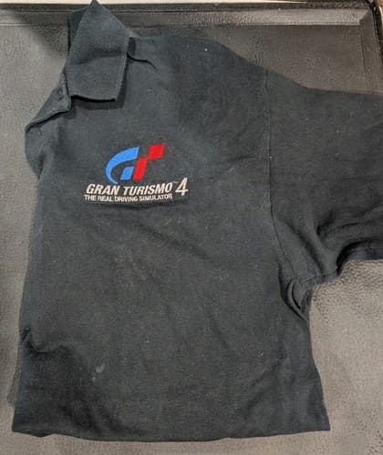 Gran Turismo 4 Sony PS2 Black Polo Shirt L Rare Vintage