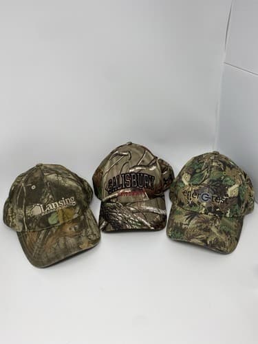 Lot Of 3 Ball Caps Camo Mossy Oak Building Energy Said Yeh University Lansing