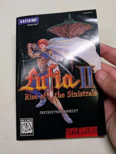 Lufia 2 II Rise of the Sinistrals Super Nintendo SNES Authentic **MANUAL ONLY** — photo 2