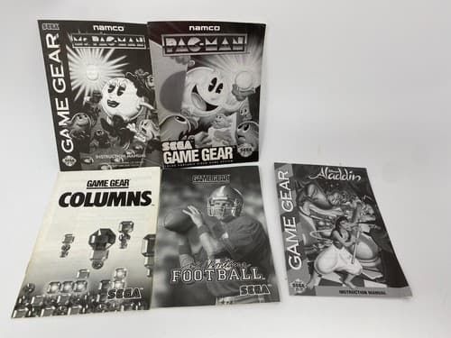 Lot of 5 Sega Game Gear MANUALS ONLY Ms Pacman Columns Joe Montana Aladdin