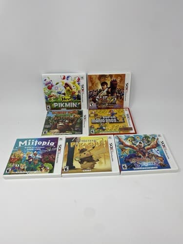 Nintendo 3DS Lot 7 CASES ONLY Mario Bros Donkey Kong Pikmin Pikachu Miitopia