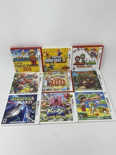 Nintendo 3DS Lot 9 CASES ONLY Mario Smash Kirby Starfox Yoshi Donkey Luigi Paper