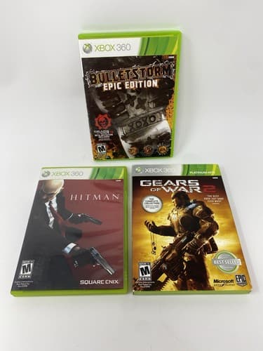 Lot Of 3 Xbox 360 Games Bulletstorm Epic Edition Hitman Gears Of War 2 Platinum