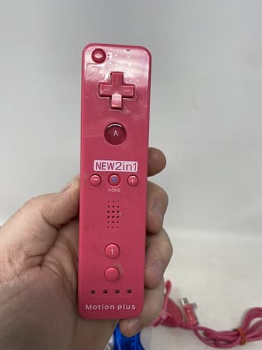 Lot Of 2 Nintendo Wii 2 In 1 Motion Plus Controllers Pink Blue 3rd Party Nunchuk — photo 6