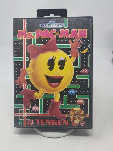 VTG Sega Genesis Tengen Ms Pac-Man Complete CIB Cart Manual Box WORKS