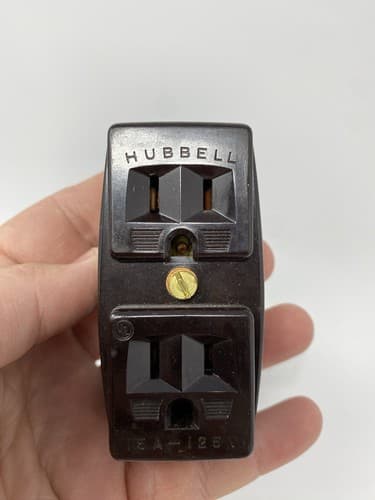 VINTAGE MID CENTURY HUBBELL 15A 125V 3W RECEPTACLE Lot Of 2 Two — photo 3