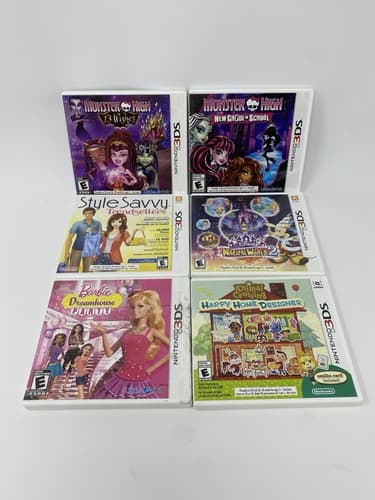 Nintendo 3DS Lot 6 CASES ONLY Monster High Style Savvy Barbie Disney Animal