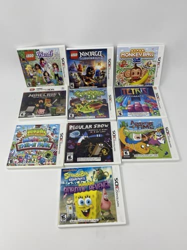 Nintendo 3DS Lot 10 CASES ONLY Lego Ninjago Minecraft Monkey Ball Tetris Moshi