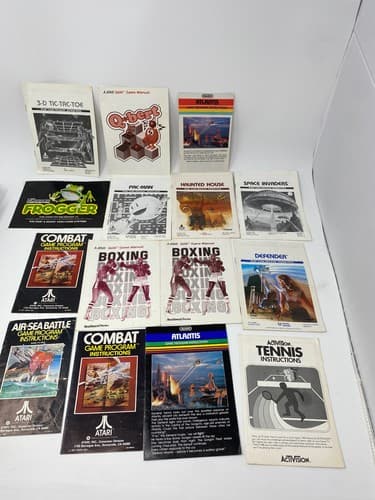 Atari Game Instruction Manuals Booklets Vintage Lot of 15 Frogger Combat Tennis
