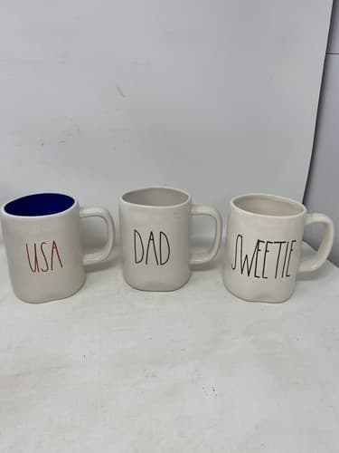 Rae Dunn SWEETIE, DAD, USA Mugs Black Script By Magenta Artisan Collection