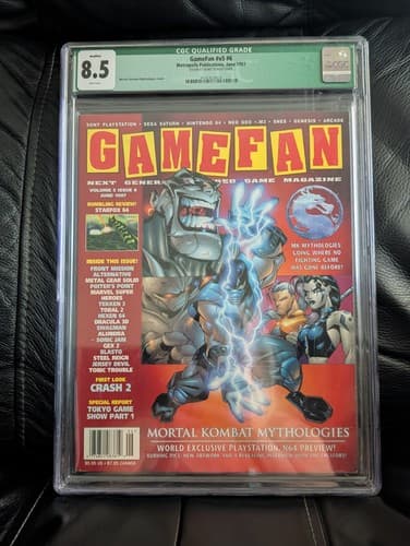 GameFan V5 #6 Mortal Combat Myhtologies CGC Qualified 8.5 — photo 3