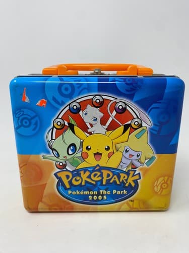 Pokemon 2005 Pokepark Mini Tin Case Collectible Pikachu Blue Orange Box