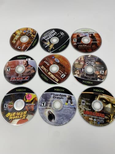 Microsoft Xbox Lot of 9 Disc Only For Parts Phantom Crash Fable Maximum Chase