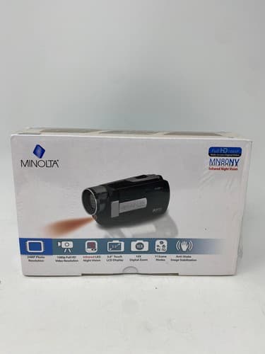 NEW!! Minolta MN80NV 1080p Full HD 3" Touchscreen Camcorder w/ Nightvision Black