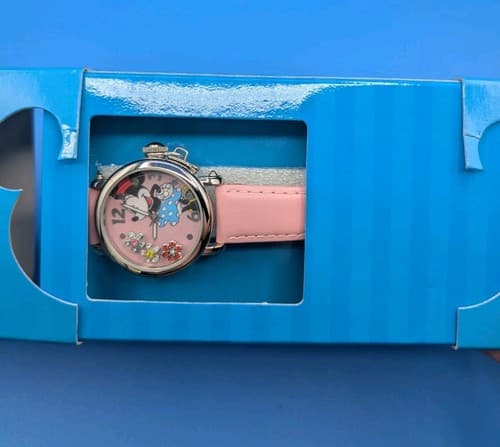 VTG Disney Minnie Mouse Watch Pink Rhinestone Float Flower Character NIB NOS Y2K — photo 5