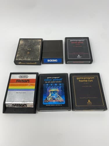Lot Of 6 Atari/Int Games Classics Pinball Boxing Fathom Home Run Missile AS-IS
