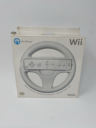 Nintendo Wii OEM Mario Kart Steering Wii Wheel White with Original Box Manual