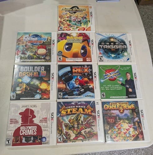 Lot Of 10 Nintendo 3DS Games - Tested - Pac-man, Sushi, Noir, Rex, Scribblenauts