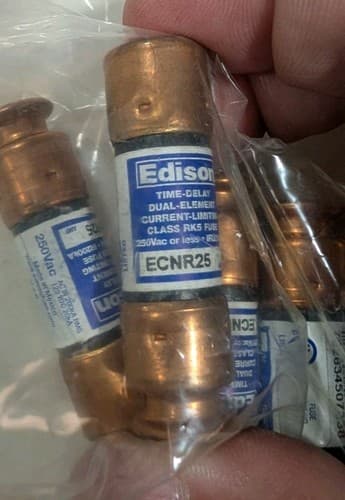 (Lot Of 5) Edison ECNR25 RK5 Fuses, Time Delay, 250VAC — photo 2