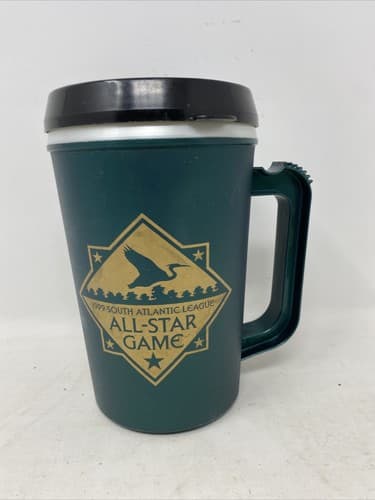 Travel Mug Delmarva Shorebirds 1999 South Atlantic League All Star Plastic Green