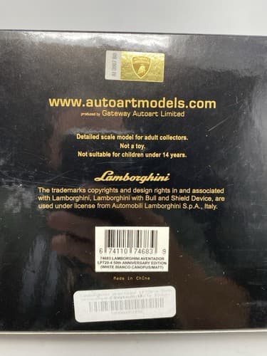 Autoart 1/18 Lamborghini Aventador Lp720-4 50Th Anniversary White Perfect New — photo 9