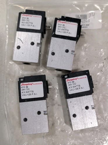 Lot Of 4 Humphrey 410 39 | 24V DC | 4.5 Watts | VAC-125 PSI | BRAND NEW