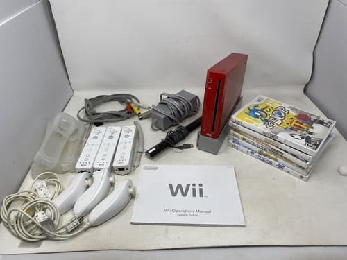 Nintendo Wii 25th Anniversary Limited Edition Red Console Bundle w/ Games Etc