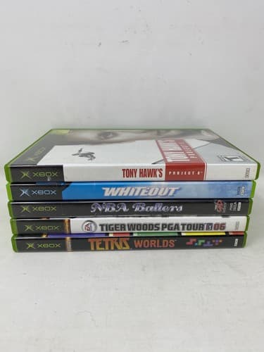 Lot of 5 Microsoft Xbox Games Tony Hawk NBA Ballers Tetris Tiger Whiteout