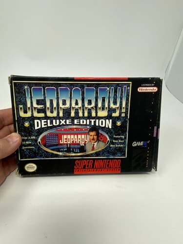 Jeopardy Deluxe Edition - Nintendo SNES 1993 - CIB W Box Manual Inserts - Tested