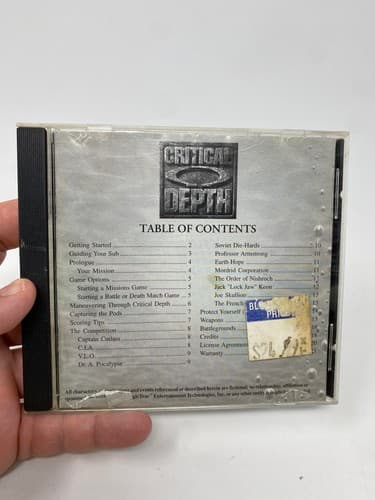 Critical Depth  - PS1 PS2 Playstation 1 2 Tested Working Game Rare w manual READ